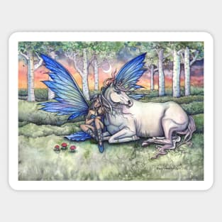 Kindred Fairy and Unicorn Fantasy Art Illustration by Molly Harrison Sticker